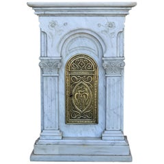 19th Century Carved Carrara Marble and Bronze Monstrance for Custody "Sanctuary"