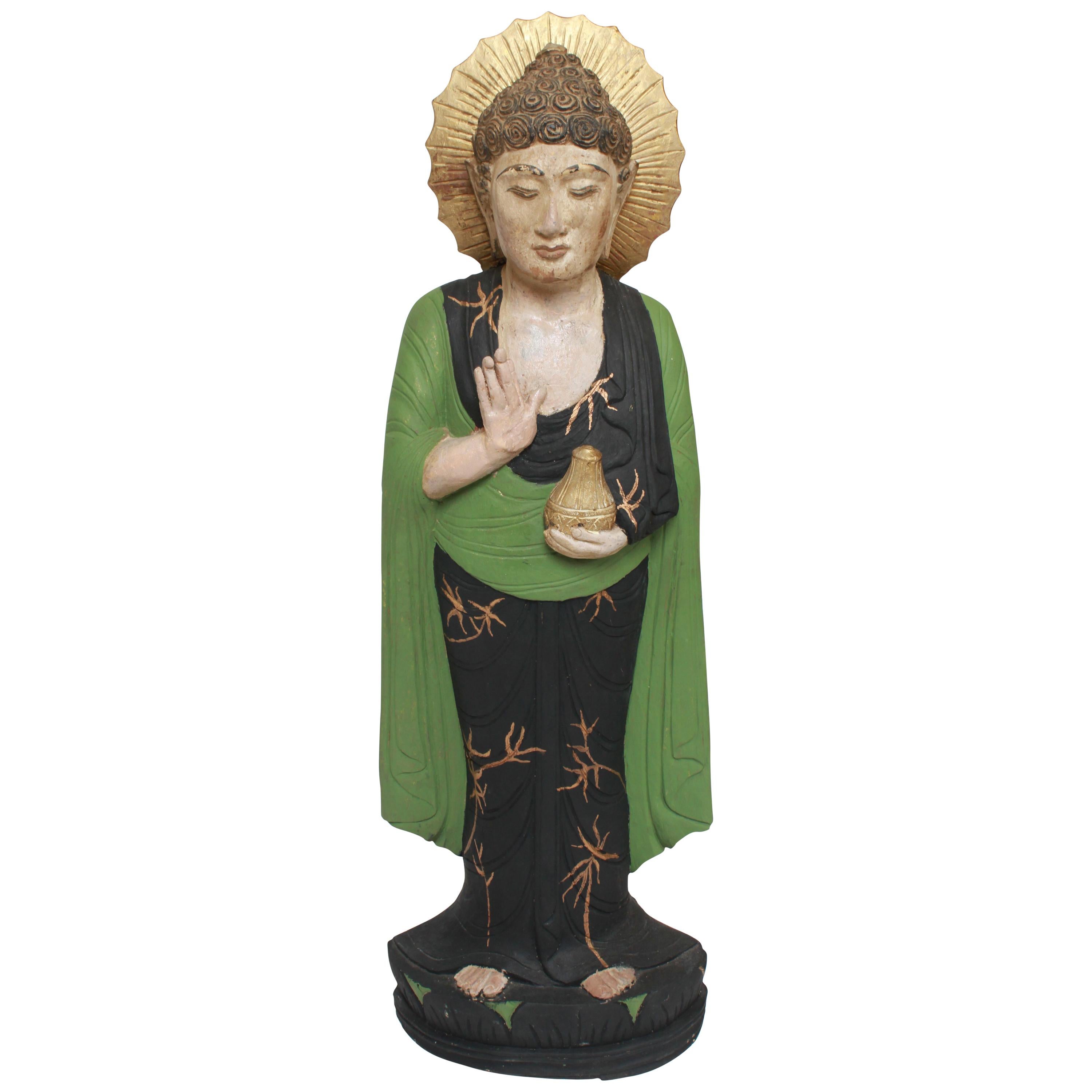 Asian Polychrome Molded Guanyin Statue