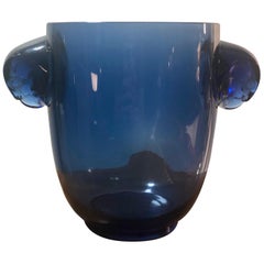 1925 René Lalique Albert Vase in Dark Blue Glass - Falcon Heads