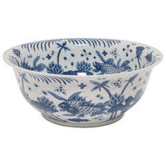 Monumental Chinese Blue and White Ocean Bowl