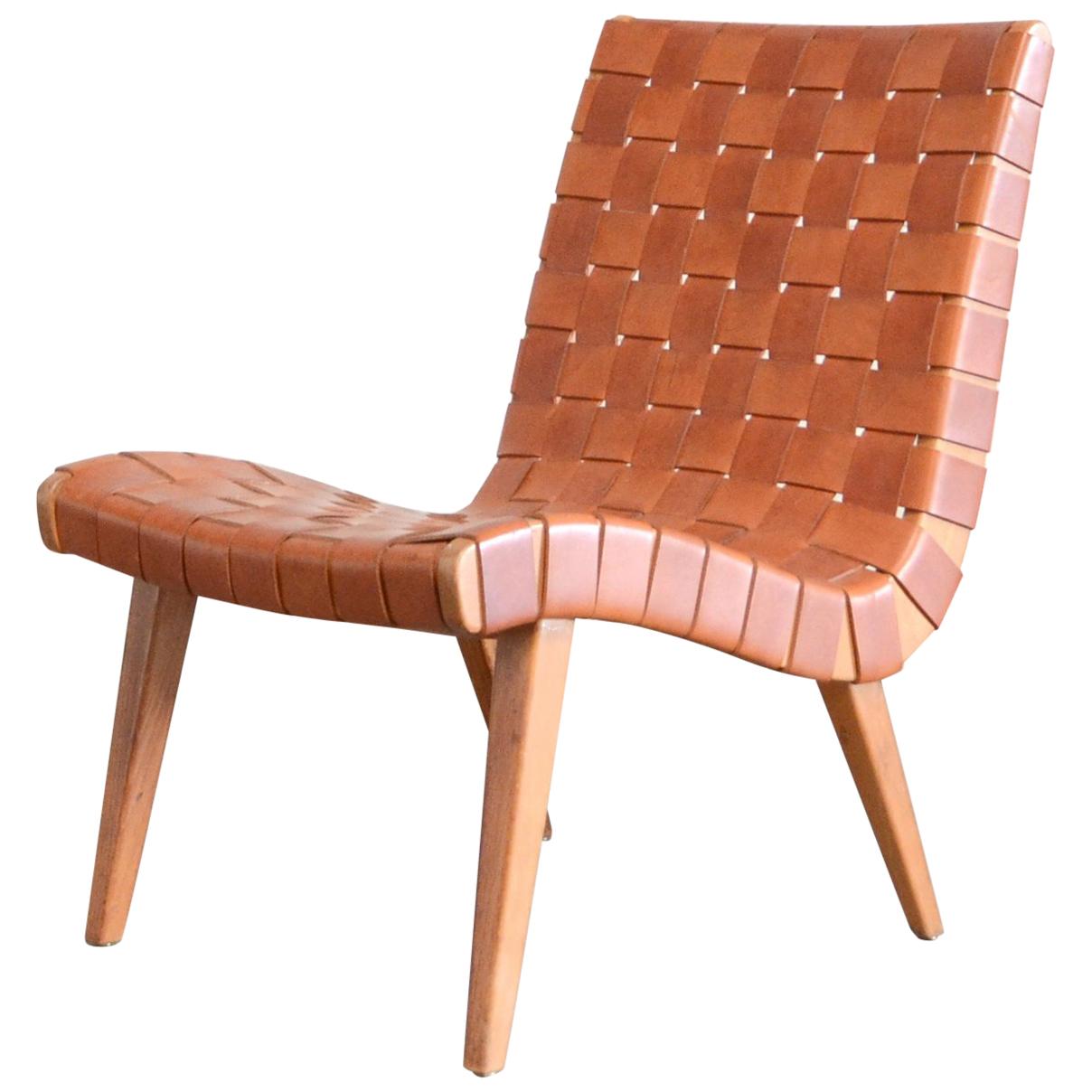 Jens Risom 654 Cognac Leather Lounge Chair by Walter Knoll/ Knoll International