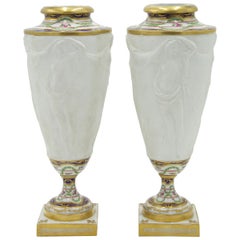 Pair of French Victorian Sevres Porcelain Urns