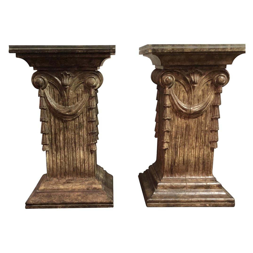 Pair of Italian Pedestal Dining Table Bases Late 20th Century For Sale