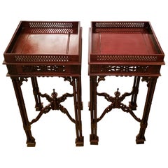 Pair of Chinese Chippendale Style Tea Tables