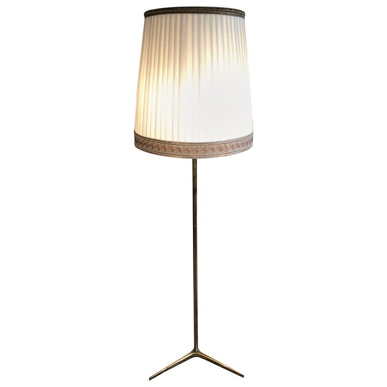 Standing Floor Lamp Midcentury France Handmade Abat Jour On