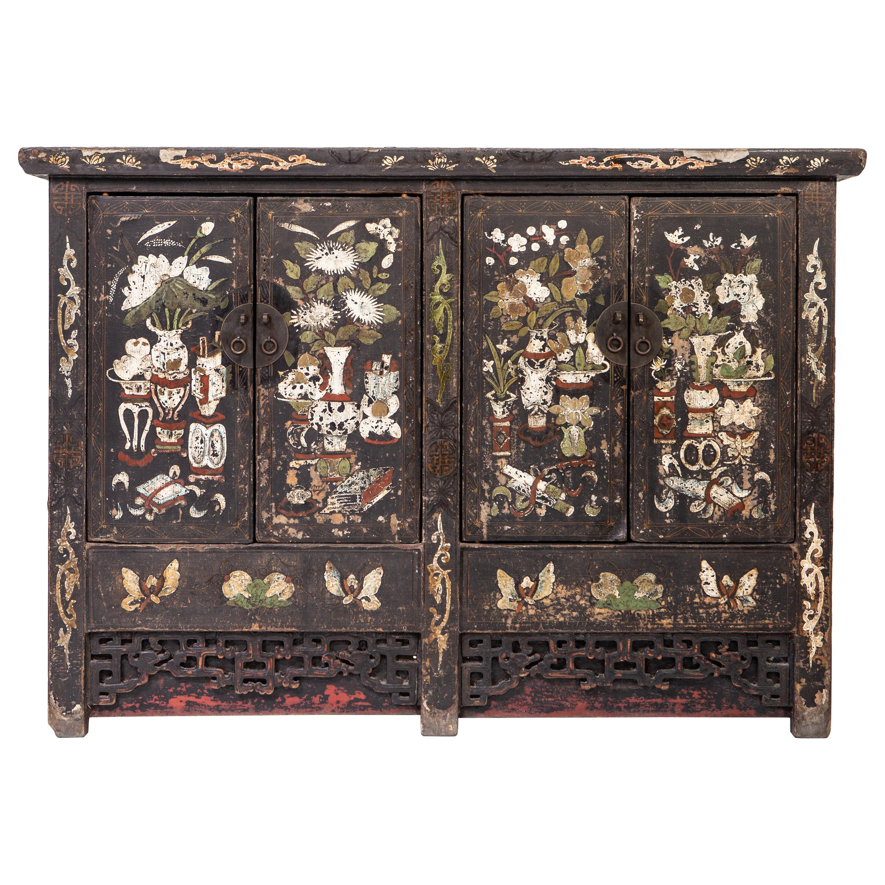Early Qing Dynasty Painted Cabinet with Two Pairs of Doors