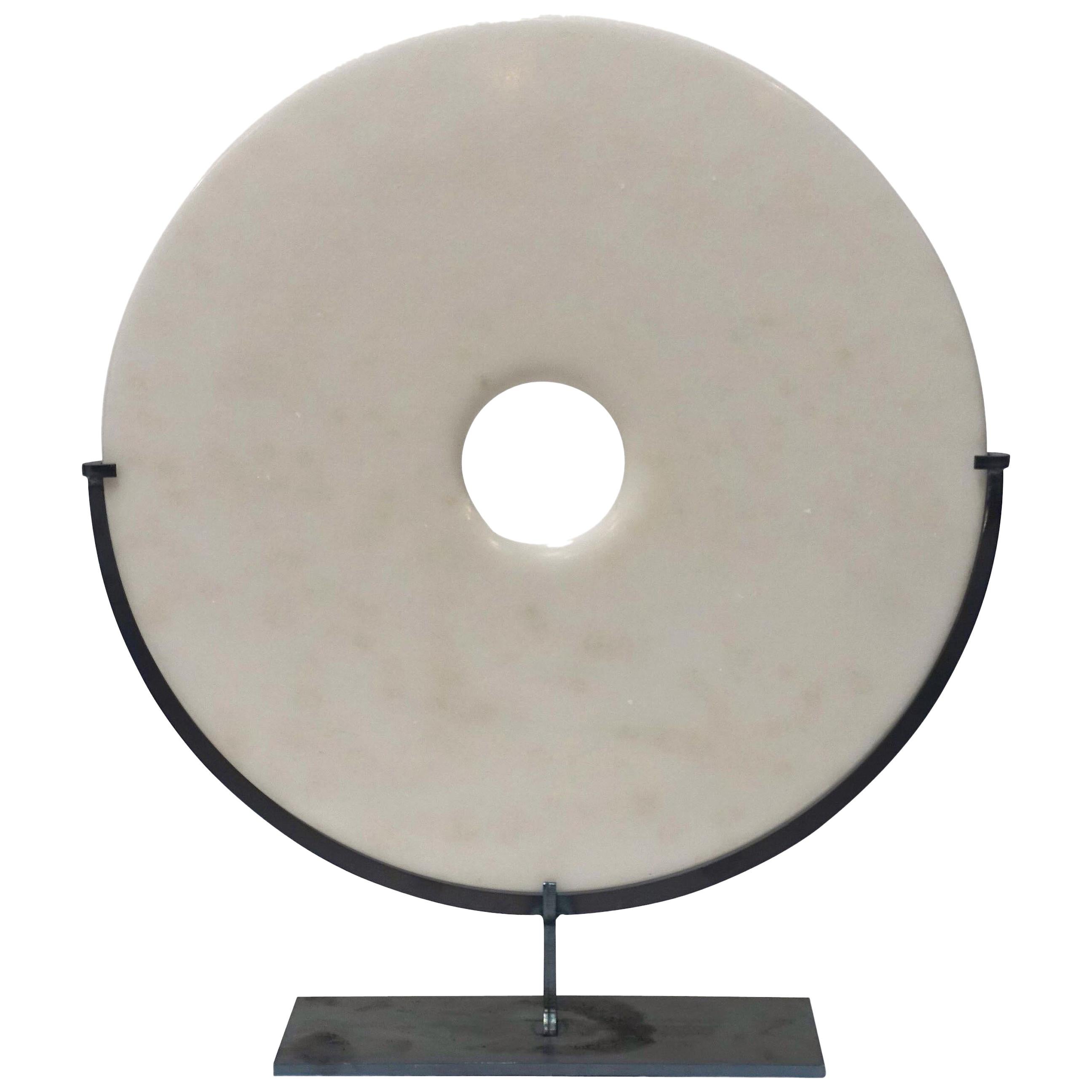 Smooth White Marble Disc, China, Contemporary