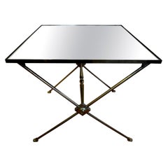 French Maison Bagués Style Brass Table with Mirrored Top