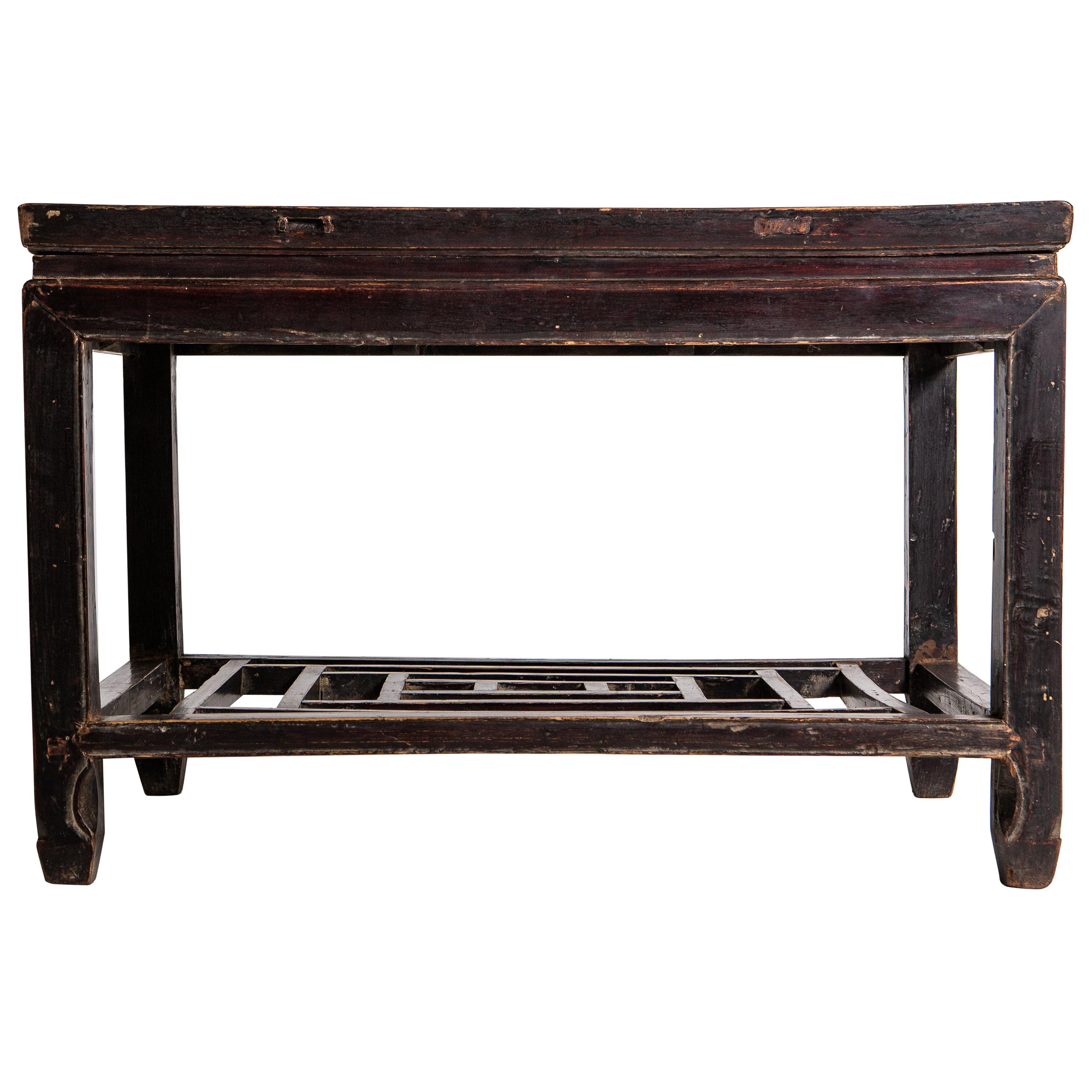 Qing Dynasty Side Table with Shelf