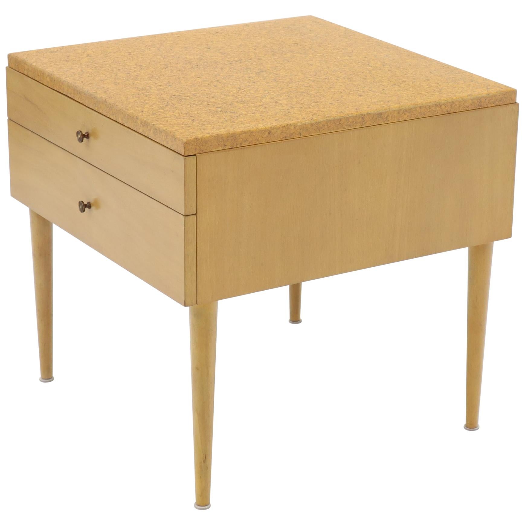 Paul Frankl for Johnson Furniture Cork Top Two Drawer Sqaure End Table Stand