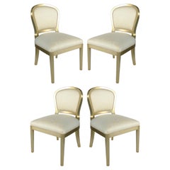 Silver Leaf Dining Chairs with Fluted Legs, Set of 4