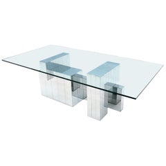 Paul Evans for Directional Large Chrome Glass Top Dining Conference Table