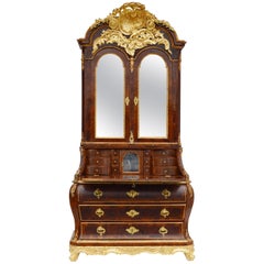 Antique Royal Rococo Secretary, Matthias Ortmann, Copenhagen, 1750s