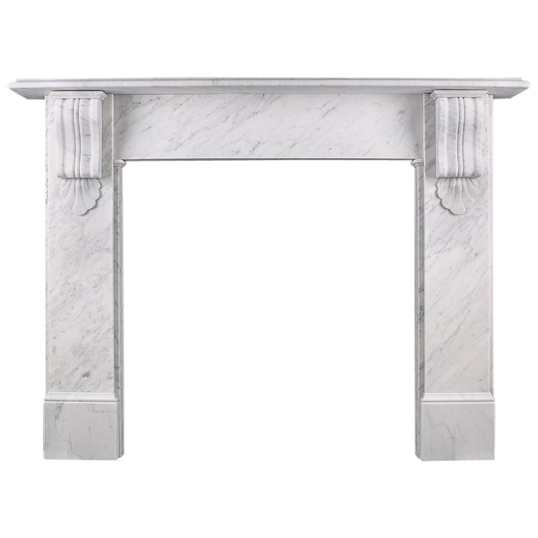 Reproduction Victorian Corbel Fireplace Surround in Italian White Carrara Marble For Sale