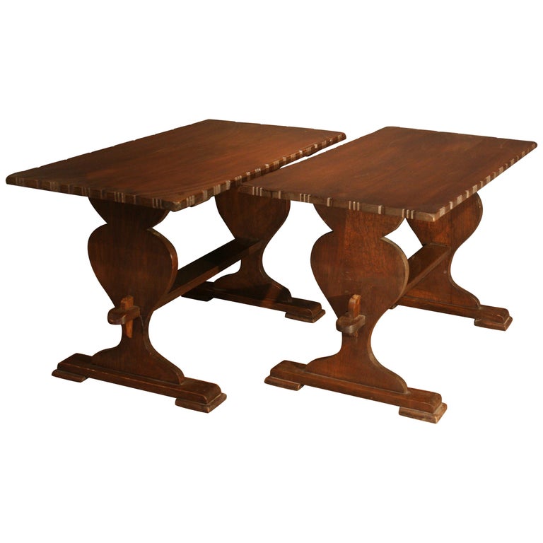 Small Antique Oak Side Tables From A Monastery Switzerland Circa