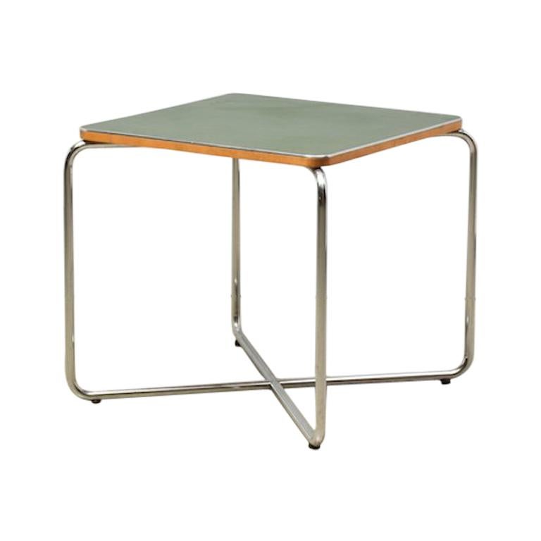 Side table by Marcel Breuer for Bigla 1930s green linoleum tubular steel For Sale