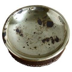 Vintage 1950s Brass Ostrich Leather Coin Tray by Carl Auböck