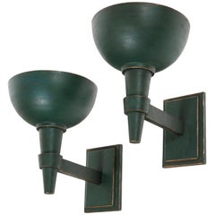 Marc du Plantier, Pair of Sconces in Metal with Green Patina, circa 1940