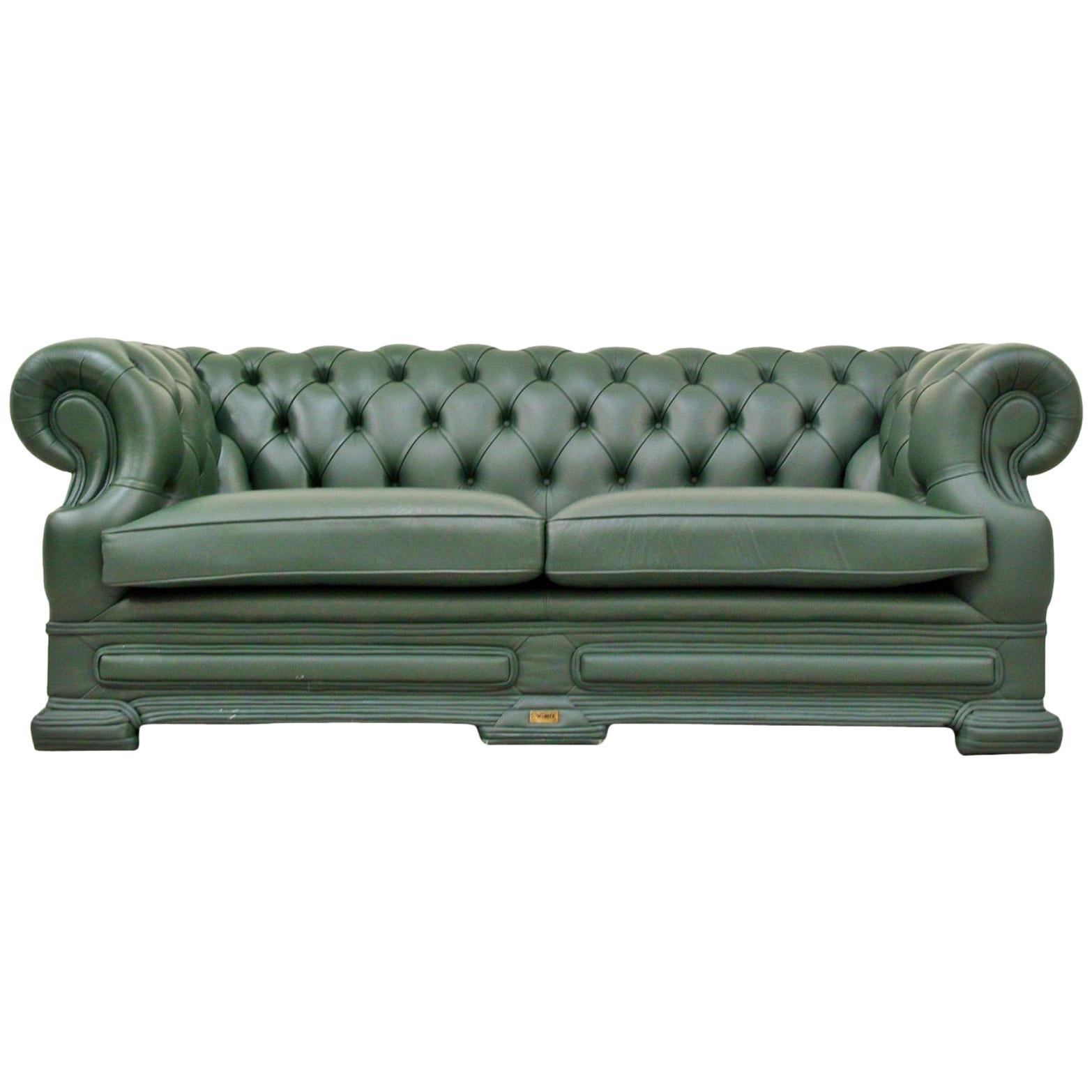Chesterfield Sofa Leather Antique Vintage Couch English Chippendale Chesterfield For Sale
