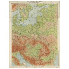 Antique European War Folding Map, ‘circa 1915’