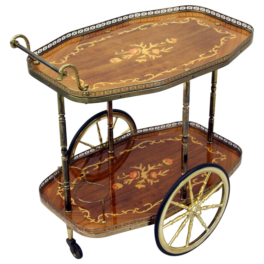 Trolley Table Side Table Trolley Bar Gold Inlaid Tea For Sale
