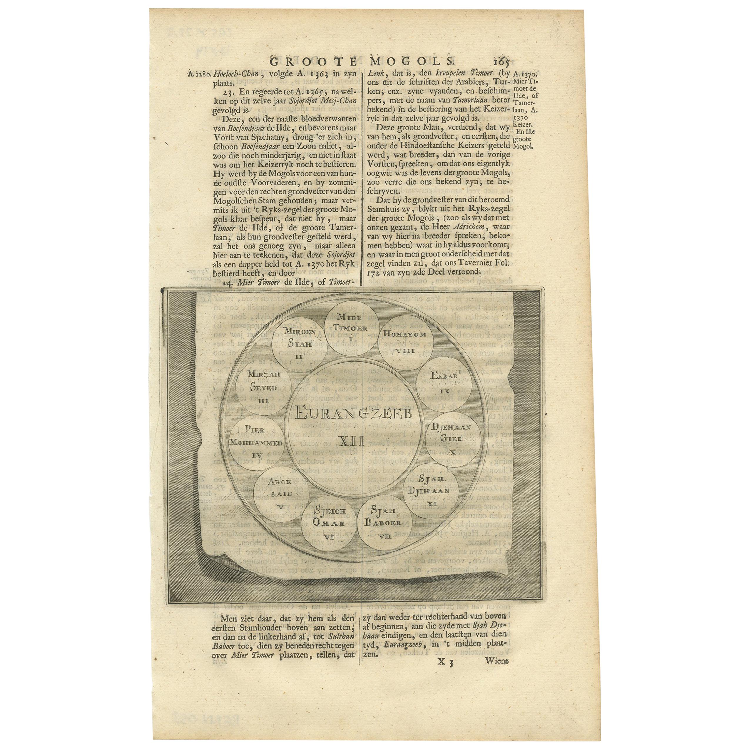 Antiker antiker Druck des Großen Mogols von Valentijn, 1726