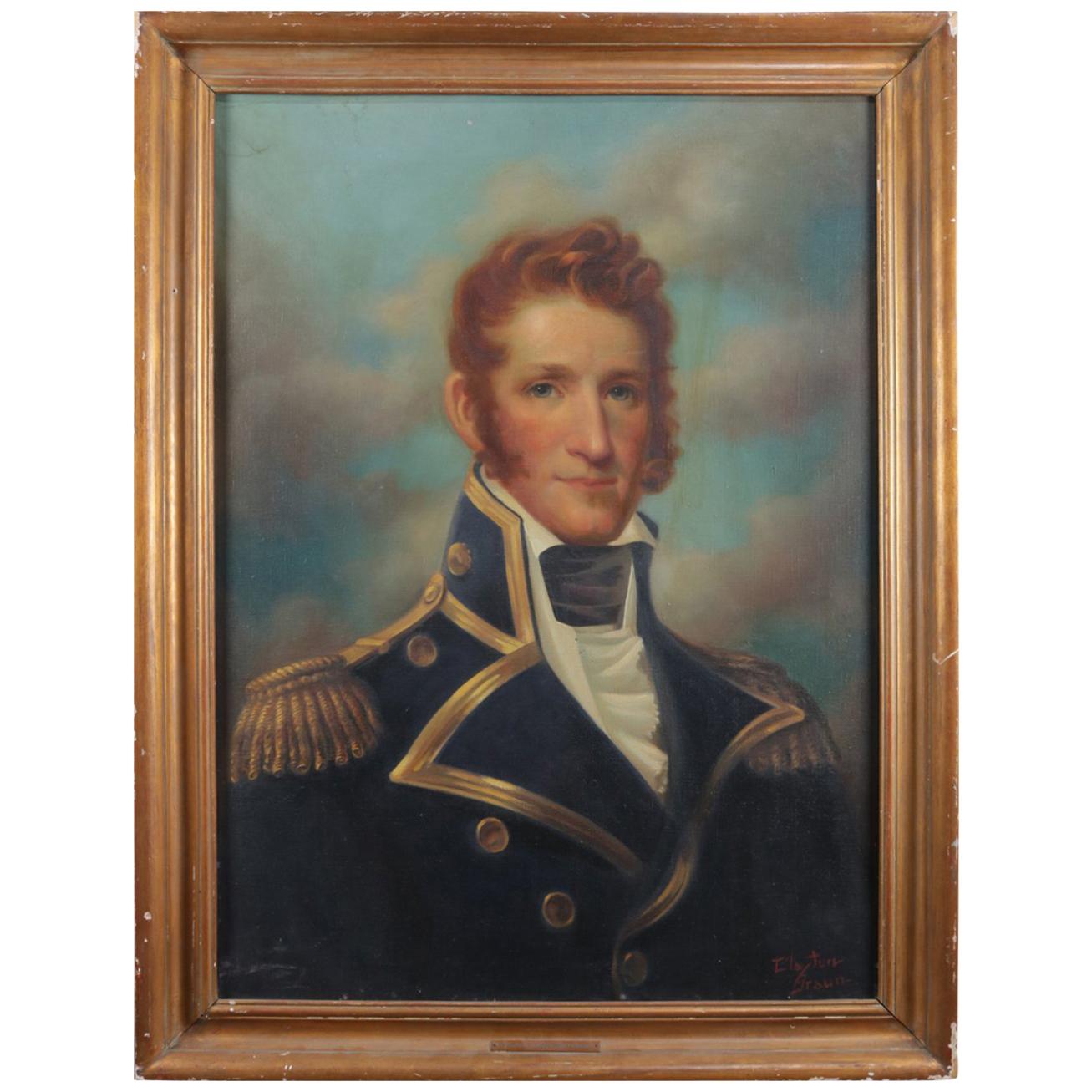 Oil on Canvas Portrait Painting of Commodore McDonough by Clayton Braun