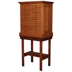 Vintage Oak 32-Drawer Raised Wellington Type Specimen Cabinet, circa 1900