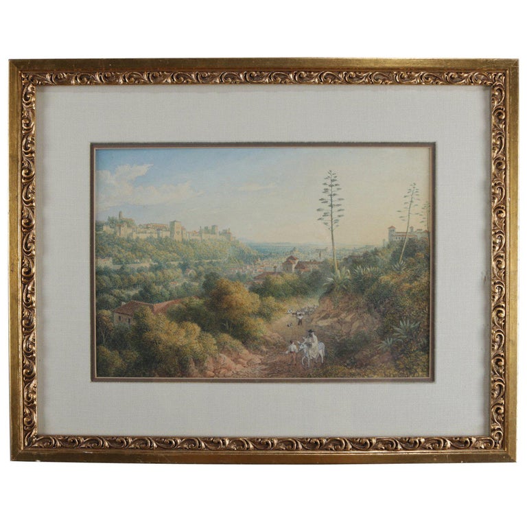 Vintage Italian Watercolor Landscape Painting at 1stDibs