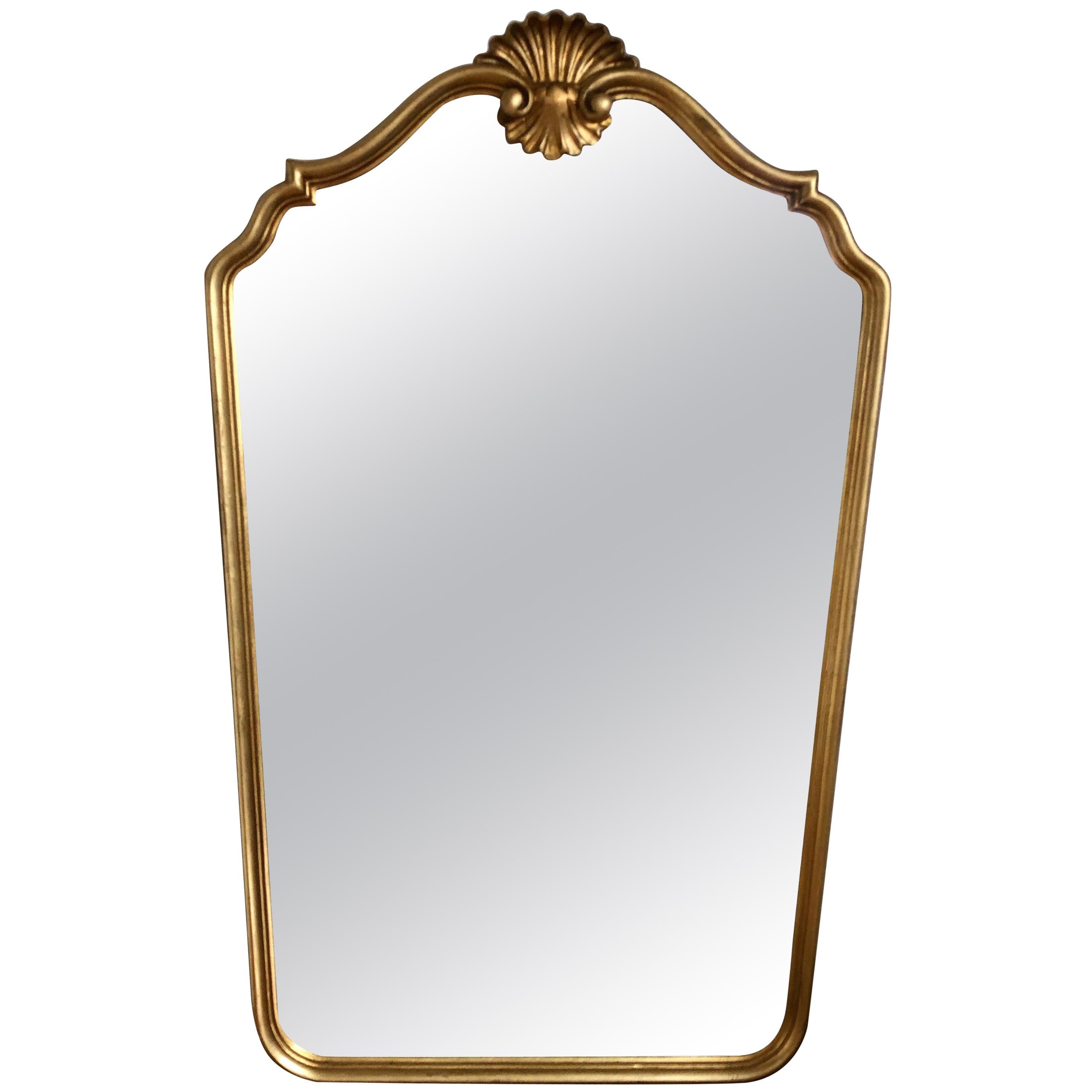 Gold Large Wall Floor Mirror Giltwood Rococo Revival, Early 20th