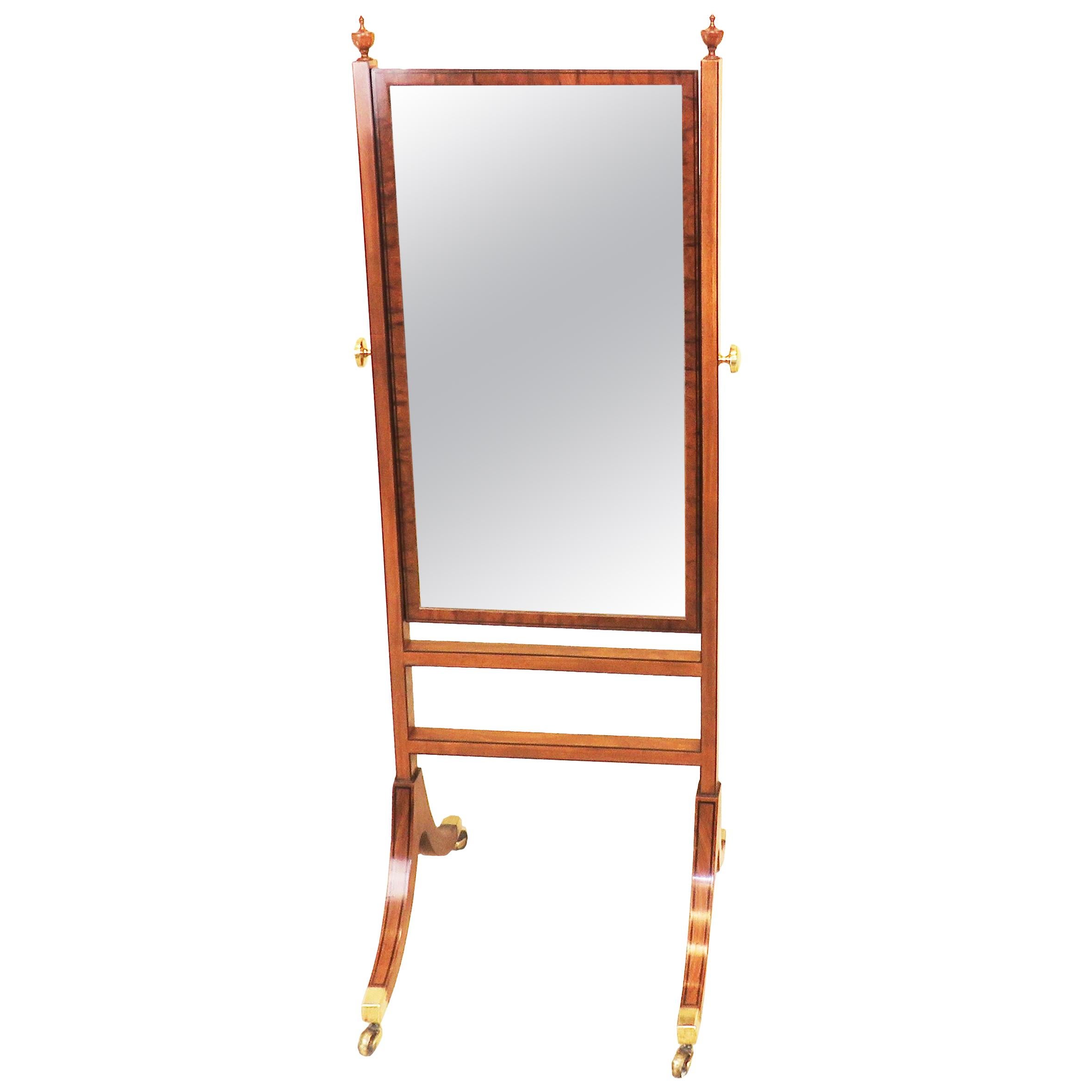 English Georgian Small Mahogany Cheval Dressing Mirror