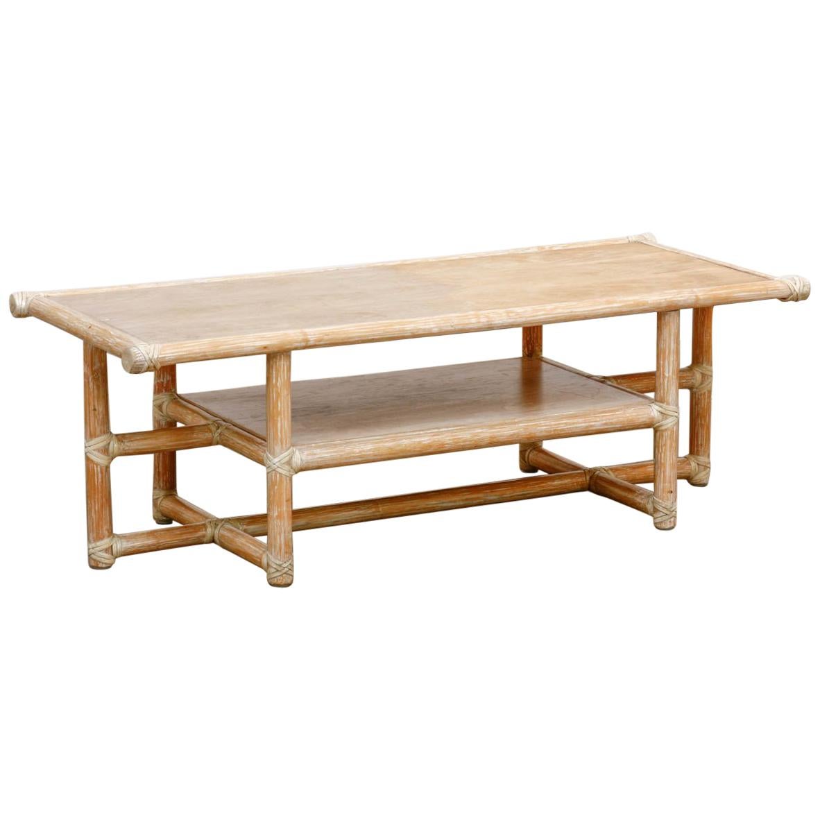 McGuire Cerused Bamboo and Wood Coffee Table