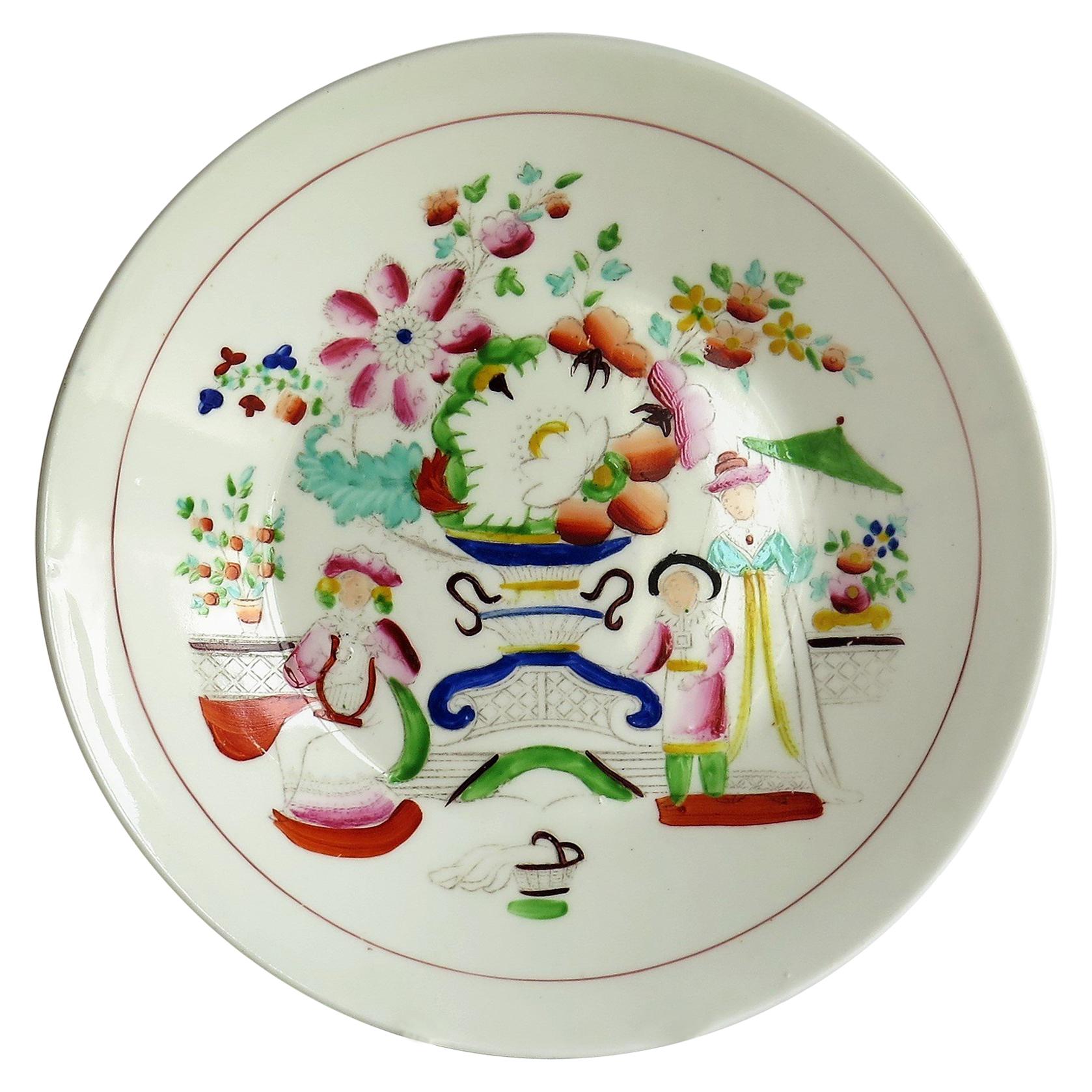 Early 19th C. porcelain Plate by Hilditch & Son Staffordshire Oriental Musicians