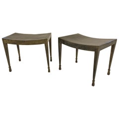 Pair of Patinated and Gilt Iron Stools