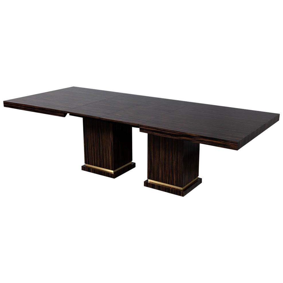 Custom Modern Macassar Dining Table with Art Deco Inspiration For Sale