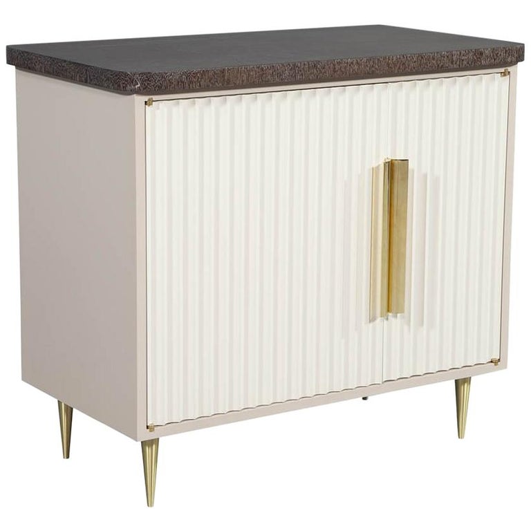 Custom White Cerused Oak Top Fluted Front Chest Table 1
