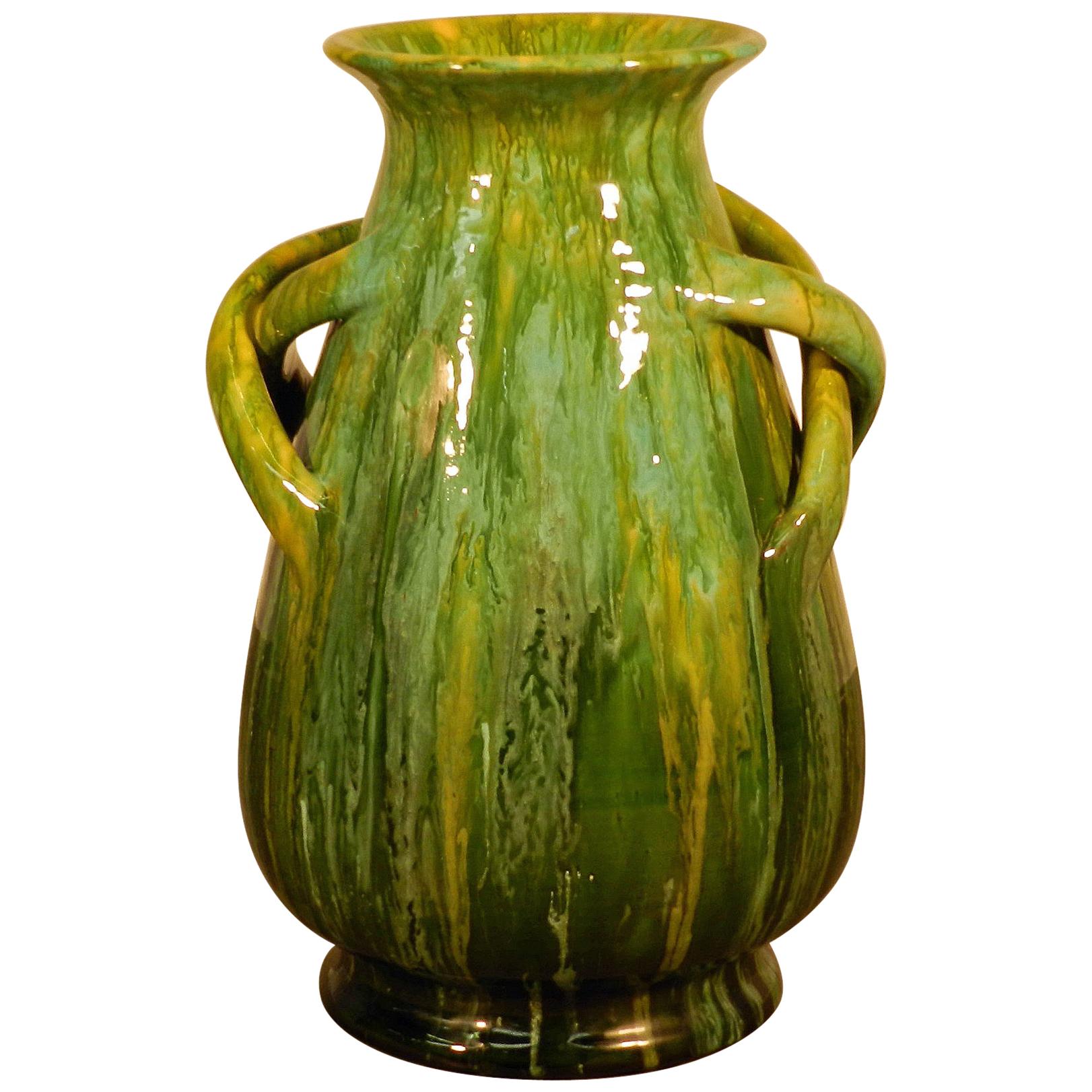 Bavent, Ceramic Vase Art Nouveau, Signed TN "tuilerie Normande" Bavent, 1900