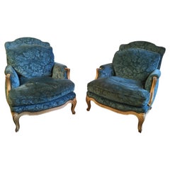 Pair of Louis XV Style Bergere Chairs, circa 1920