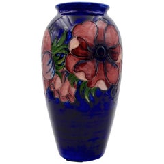 Vintage Large Moorcroft Art Pottery Vase in the Anemone Pattern, Made in England