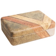 Karl Springer Caja de piel pintada a mano en Batik