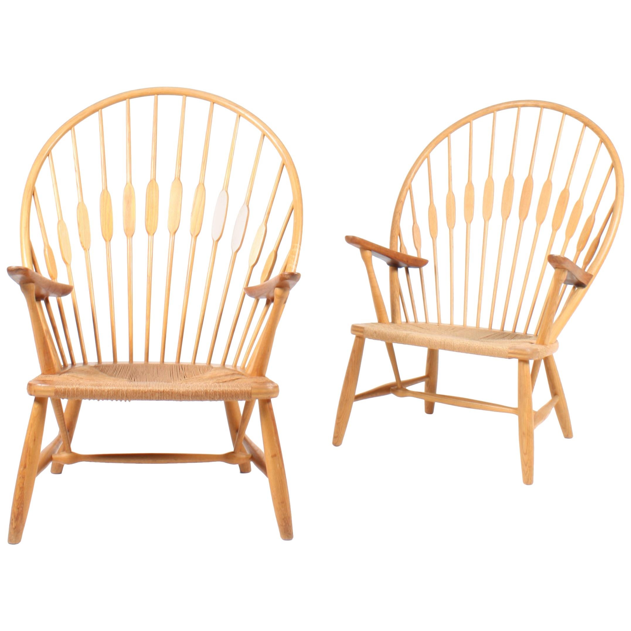 Pair of Pristine Peacock Chairs by Wegner