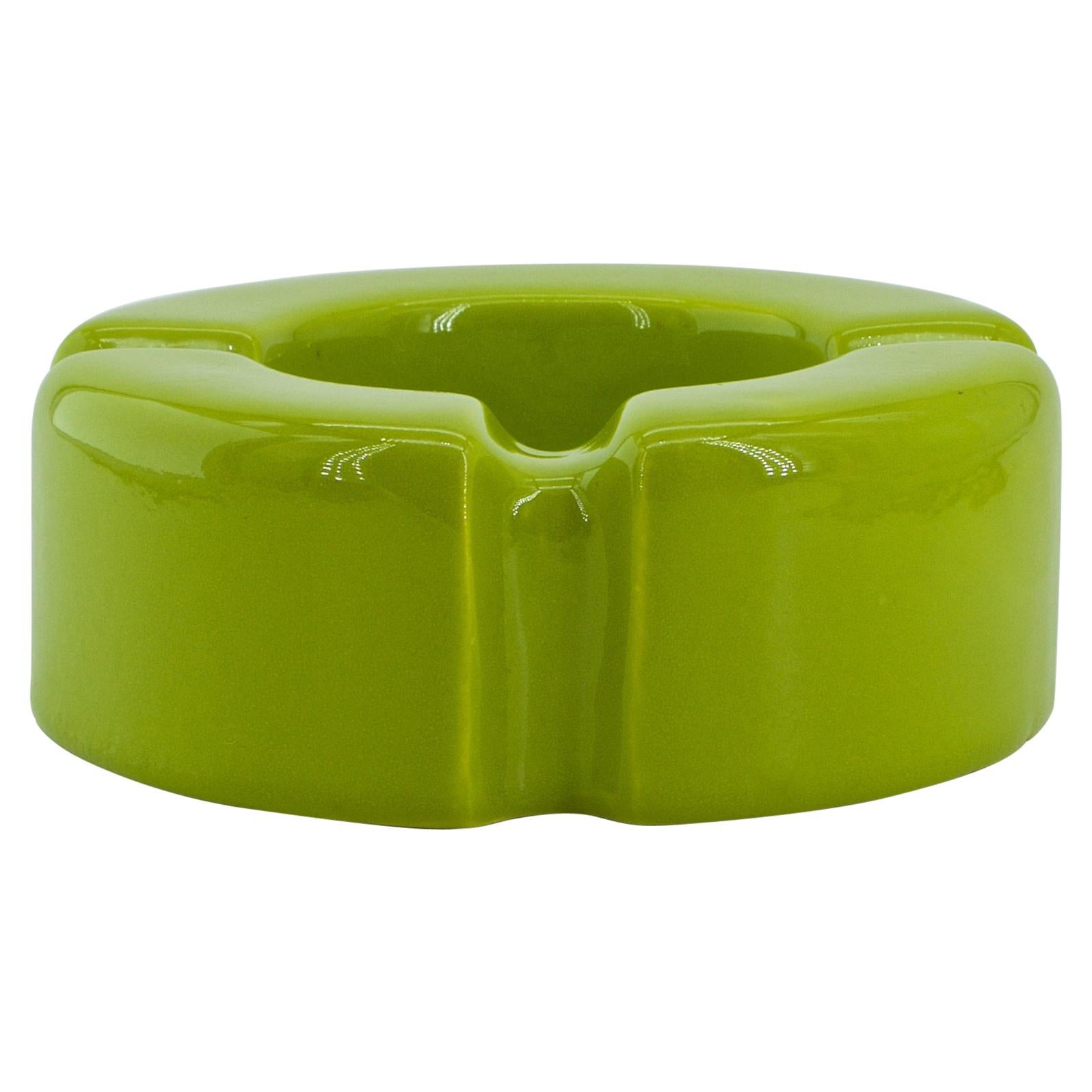 1960s Rich Yellow Raymor Memphis Ceramic Ashtray in Style of Ettore Sottsass For Sale