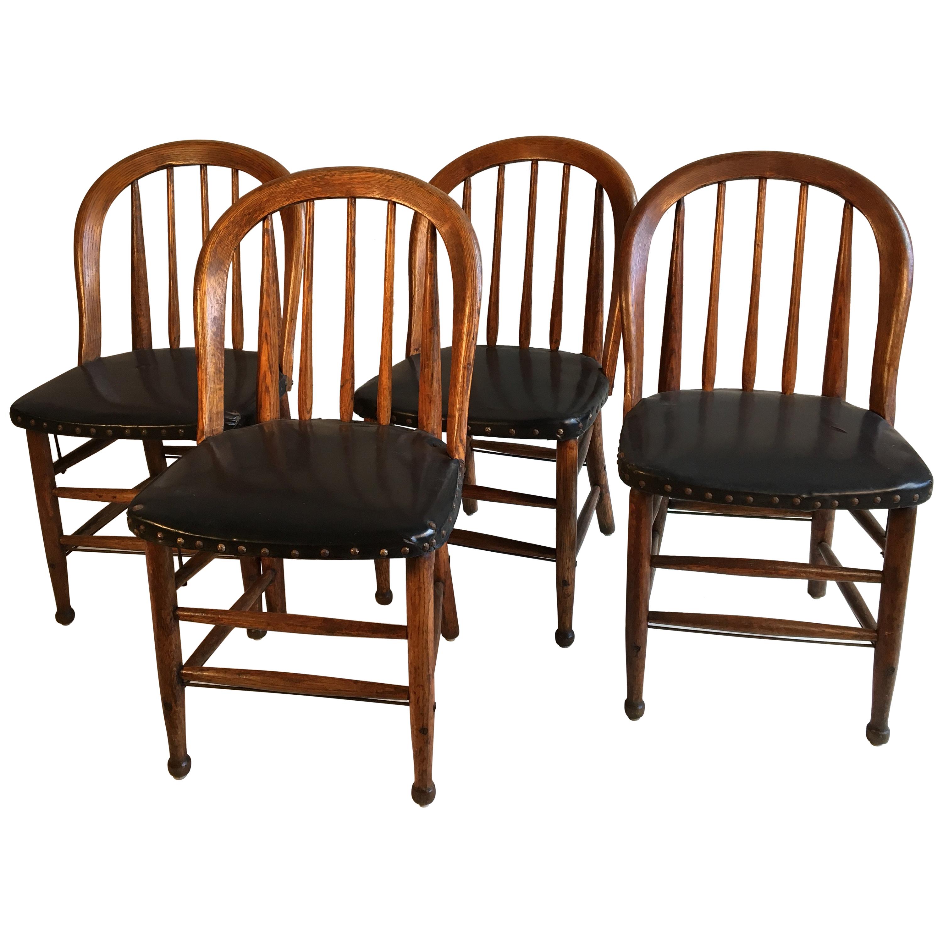 Set of 4 Oak Barrel-Back Chairs, circa 1880