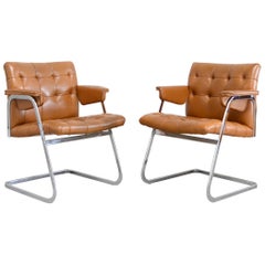 Retro Robert Haussmann De Sede RH 305/ 304 UNESCO Softpad Chairs Chair Cognac