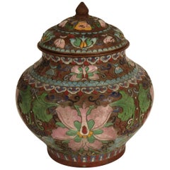 Pot en cloisonné de 1910 avec couvercle