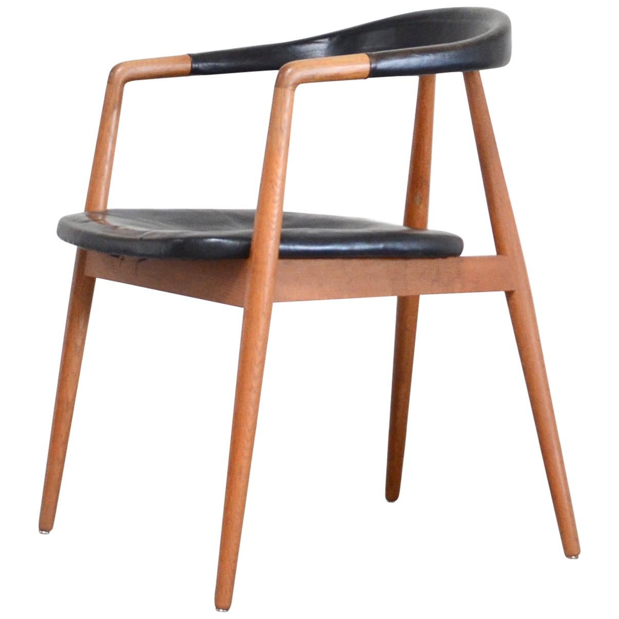 Helmut Magg Mid- Century Leather Armchair Chair for Deutsche Werkstätten, 1958 For Sale