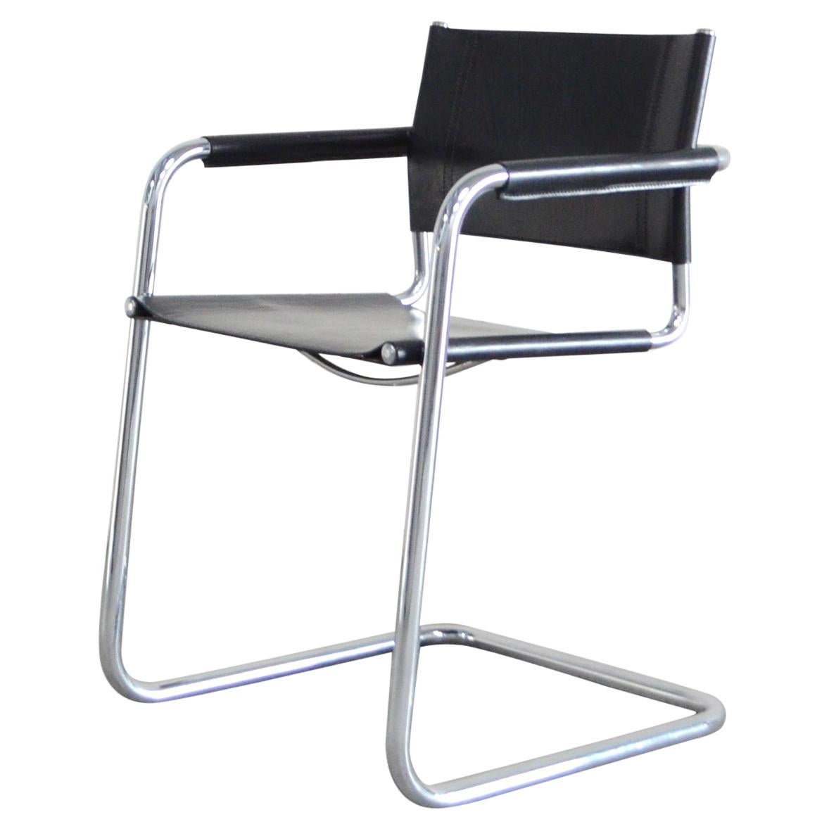 Linea Veam Cantilever Black Saddle Leather Chair