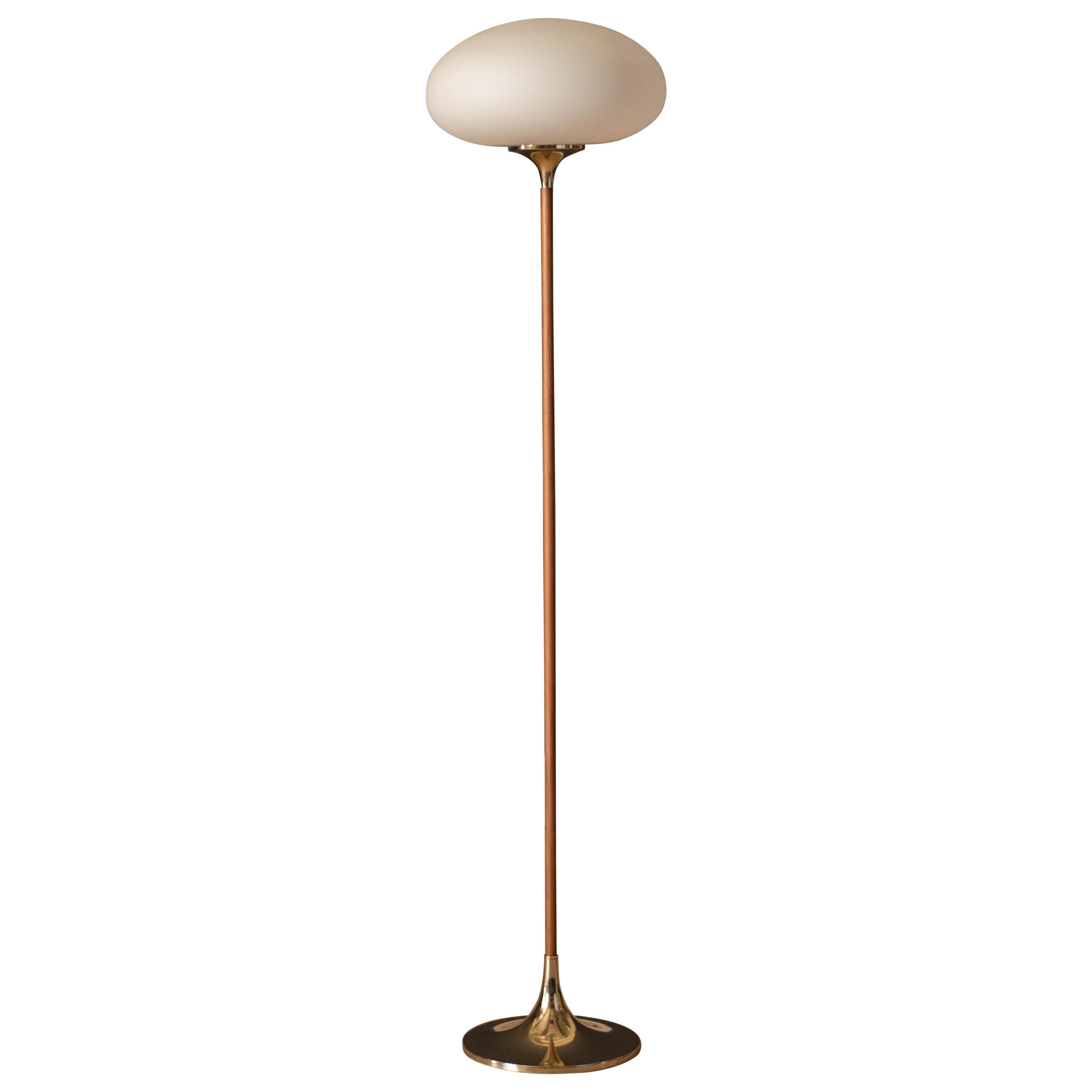 Mid Century Walnut Stem Laurel Floor Lamp
