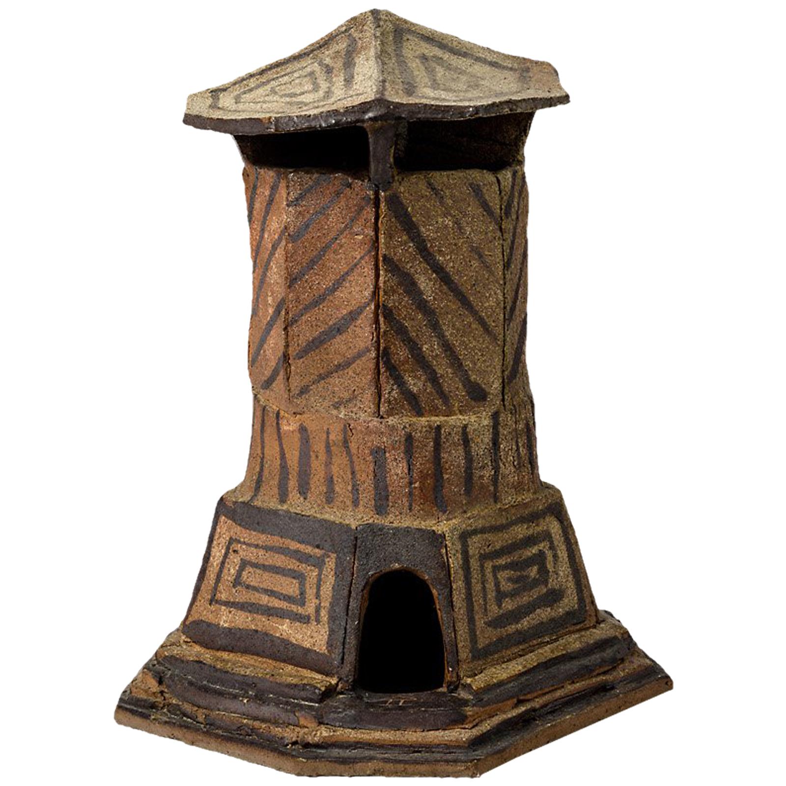 Ceramic House Sculpture by Jacques Laroussinie Black Architecural Stoneware For Sale at 1stDibs