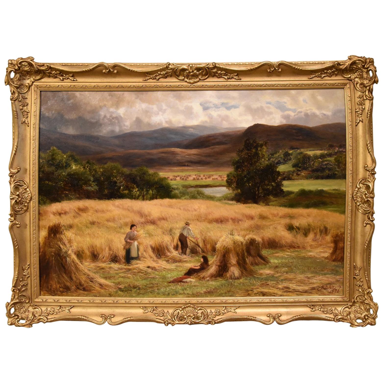 "Stooking" Oil Painting by Charles Edward Johnson For Sale